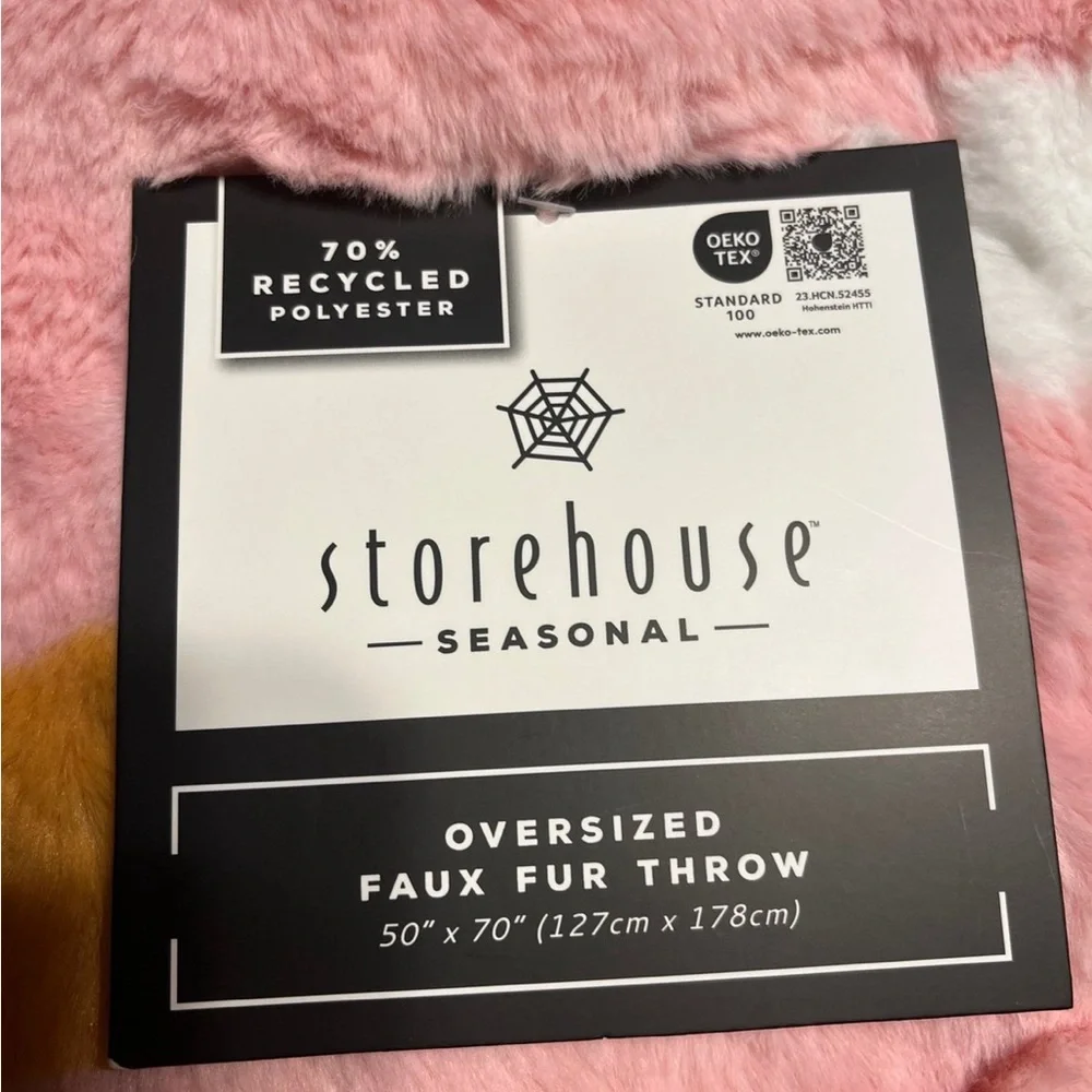 Storehouse TikTok Viral Pink Pastel Oversized Faux Fur Throw Blanket